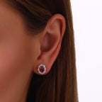1.35 Karat Laranj Yakut Diamante Orecchini