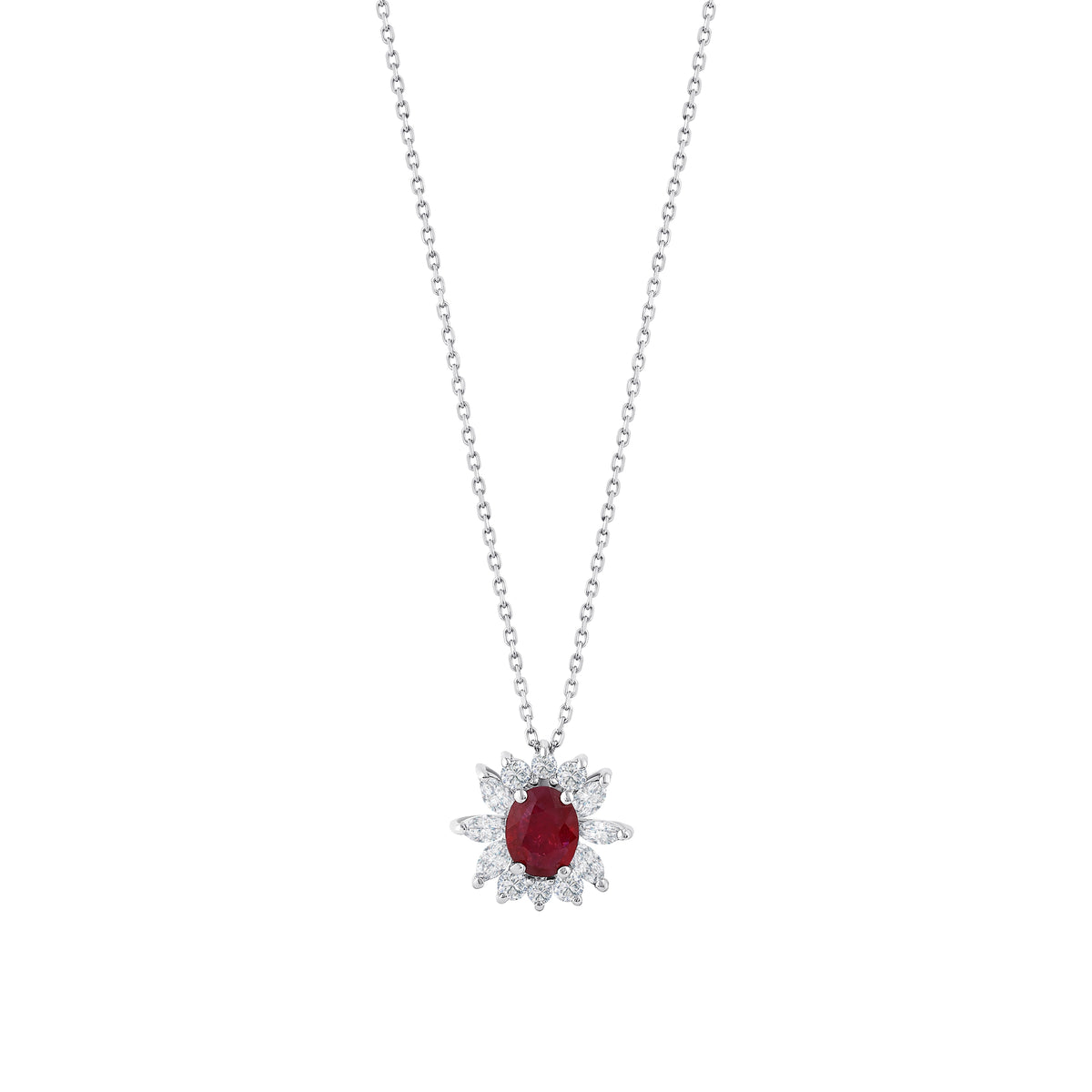 0.94 Karat Flora Yakut Markiz Diamante Collana
