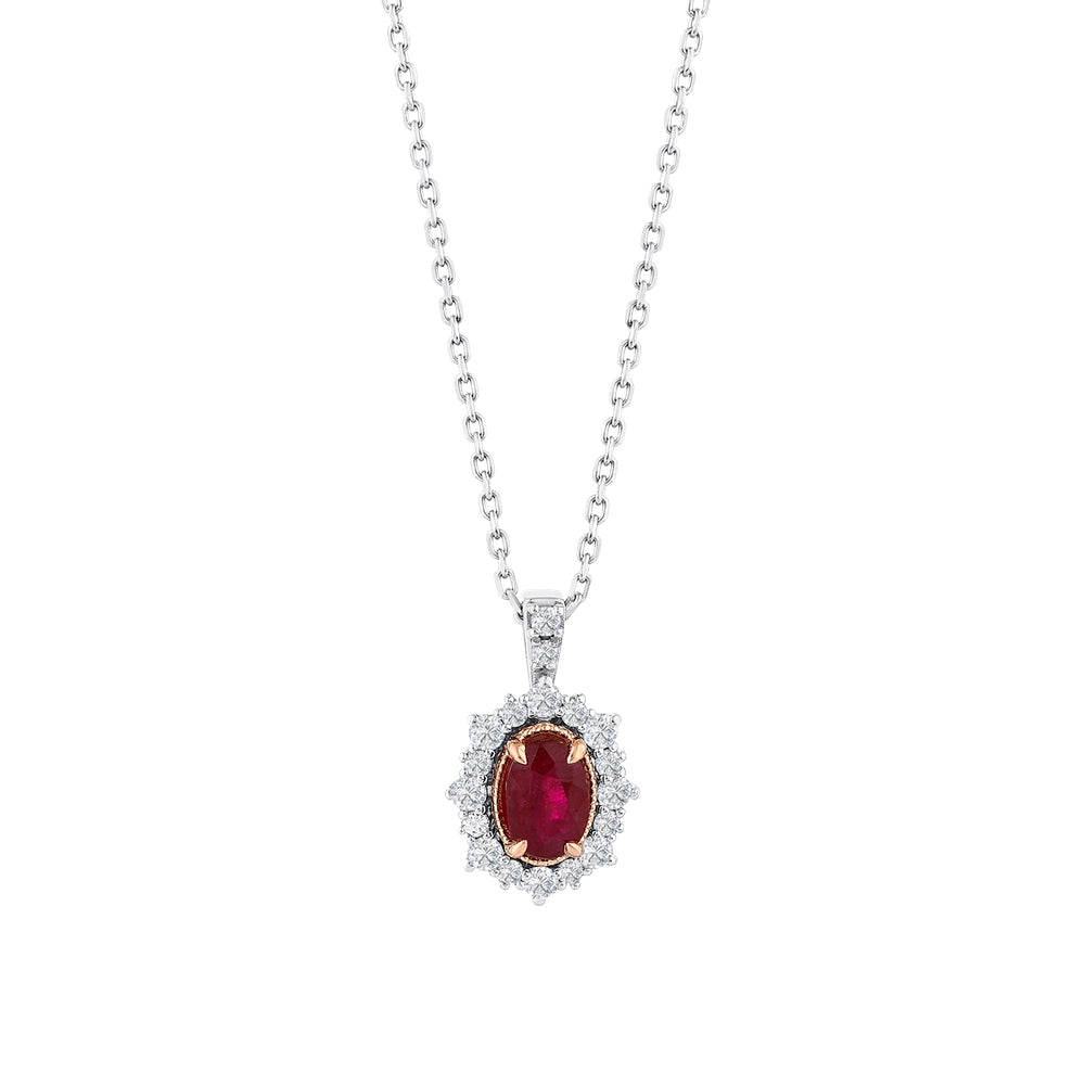 0.68 Karat Laranj Yakut Diamante Collana