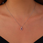0.68 Karat Laranj Yakut Diamante Collana