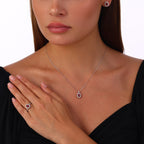 1.35 Karat Laranj Yakut Diamante Orecchini