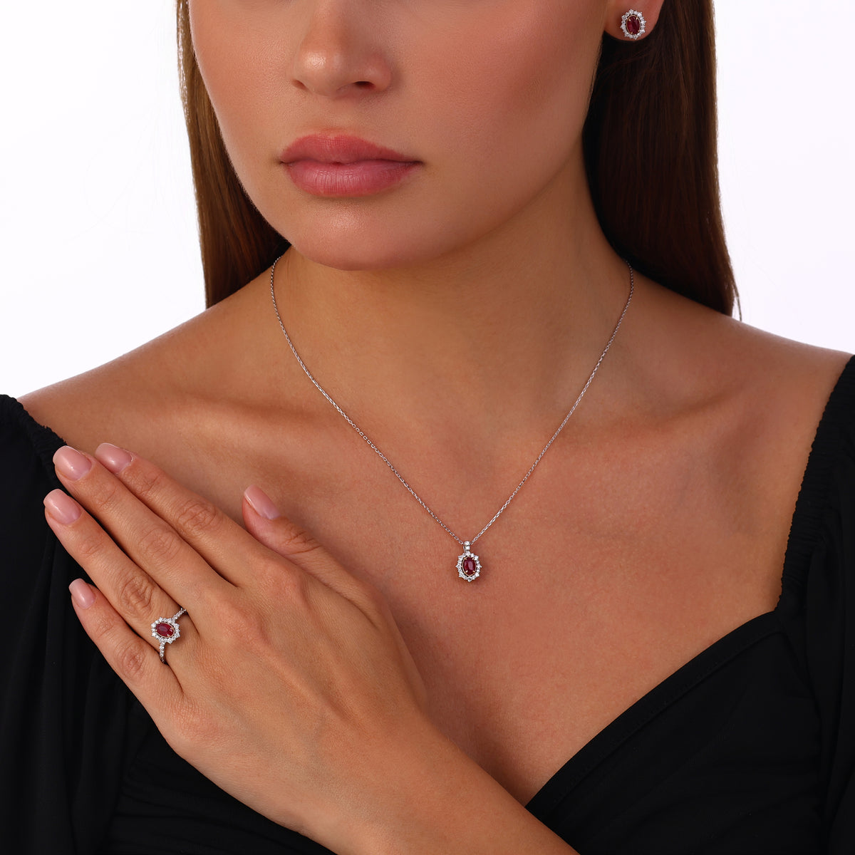 0.85 Karat Laranj Yakut Diamante Anello