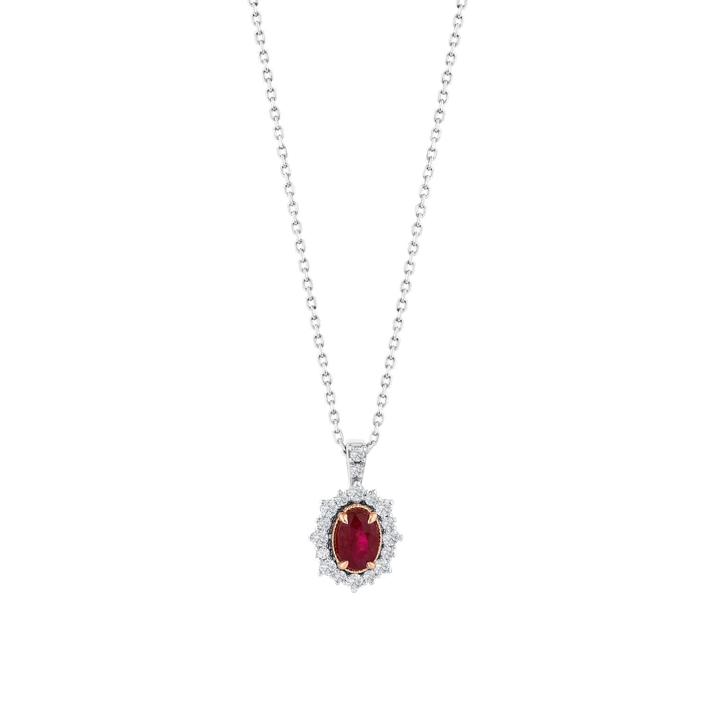 0.68 Karat Laranj Yakut Diamante Collana