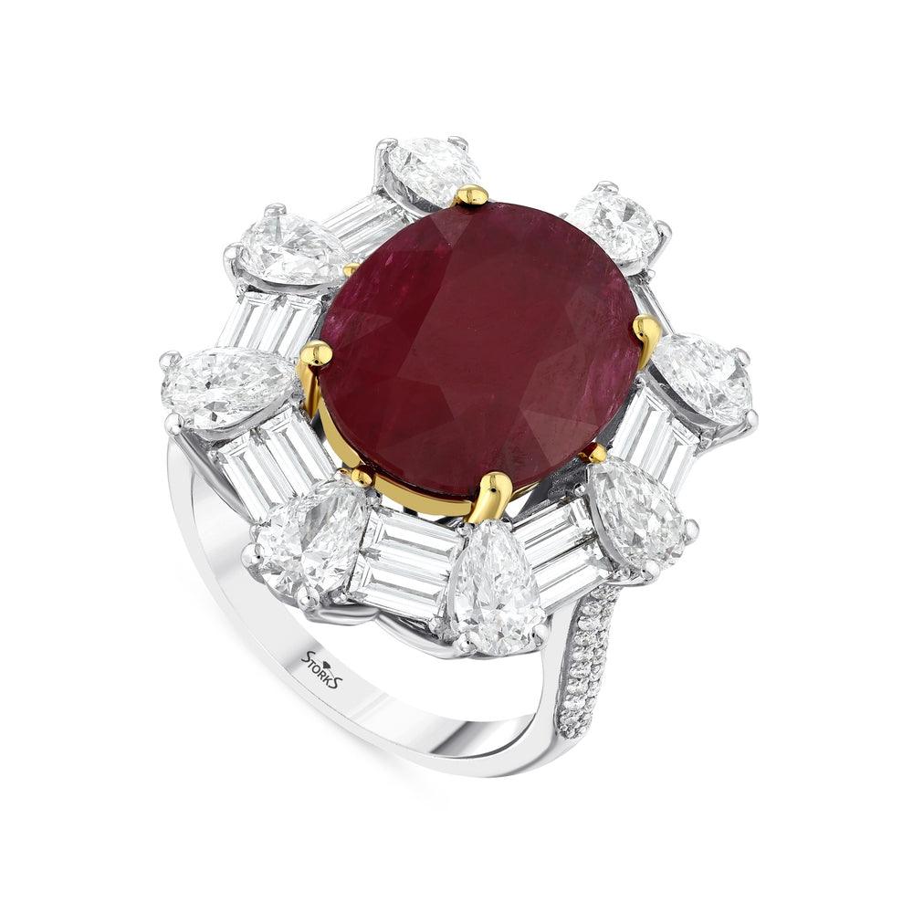 12.36 Karat Reese Yakut Diamante Anello