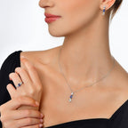 1.23 Karat Goccia Safir Diamante Orecchini