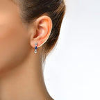 1.23 Karat Goccia Safir Diamante Orecchini