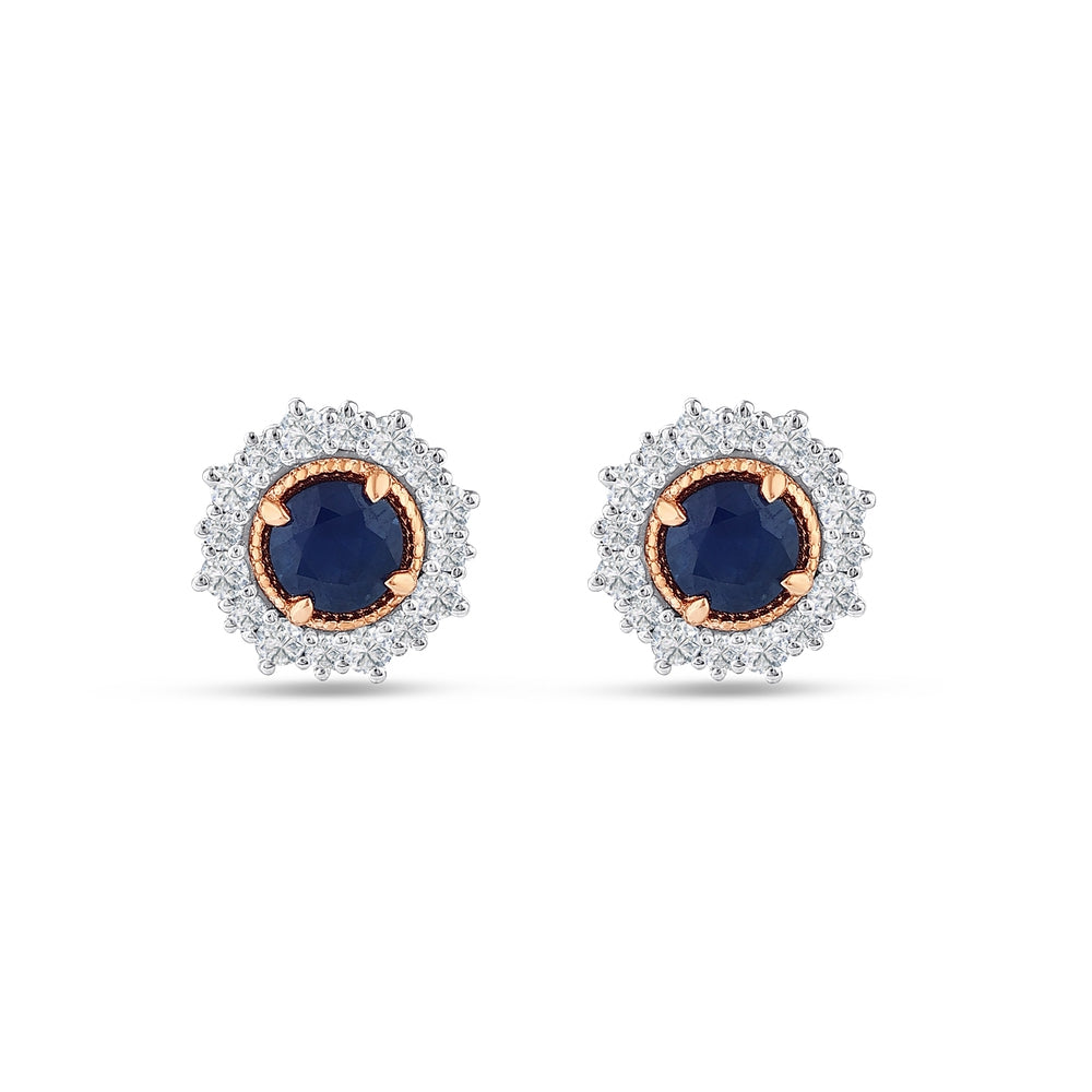 1.04 Karat Laranj Safir Pırlanta Küpe