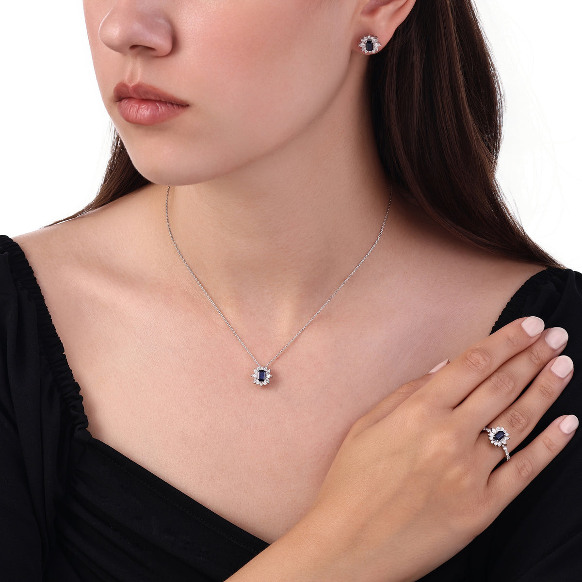 2.00 Karat Flora Safir Markiz Pırlanta Küpe