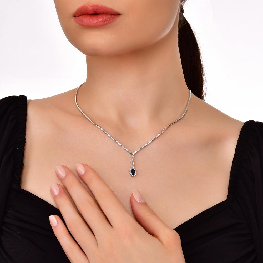 1.39 Karat Voeu Safir Diamante Gerdanlık