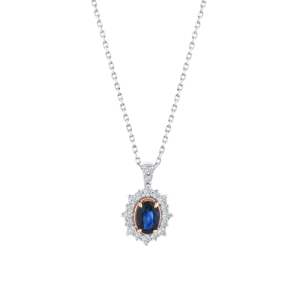 0.71 Karat Laranj Safir Diamante Collana