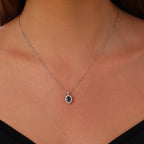 0.71 Karat Laranj Safir Diamante Collana