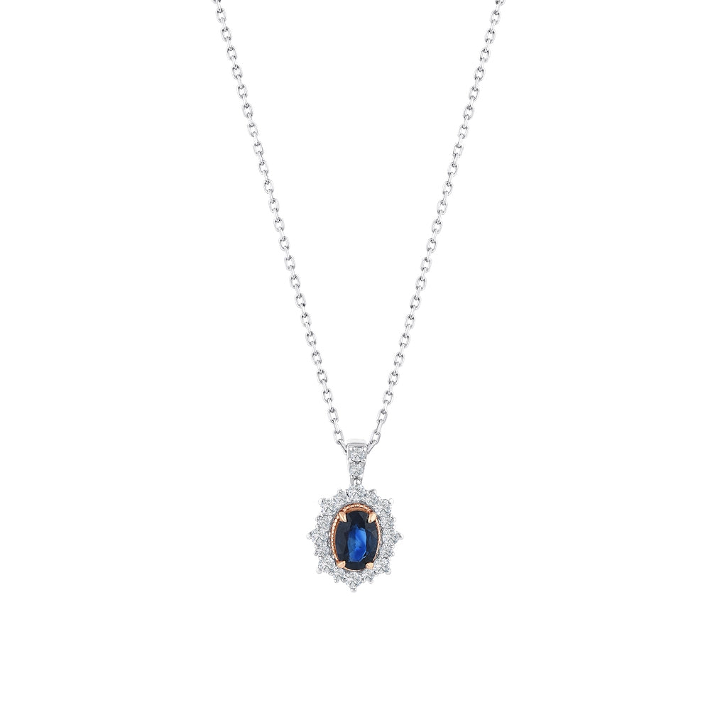 0.71 Karat Laranj Safir Diamante Collana