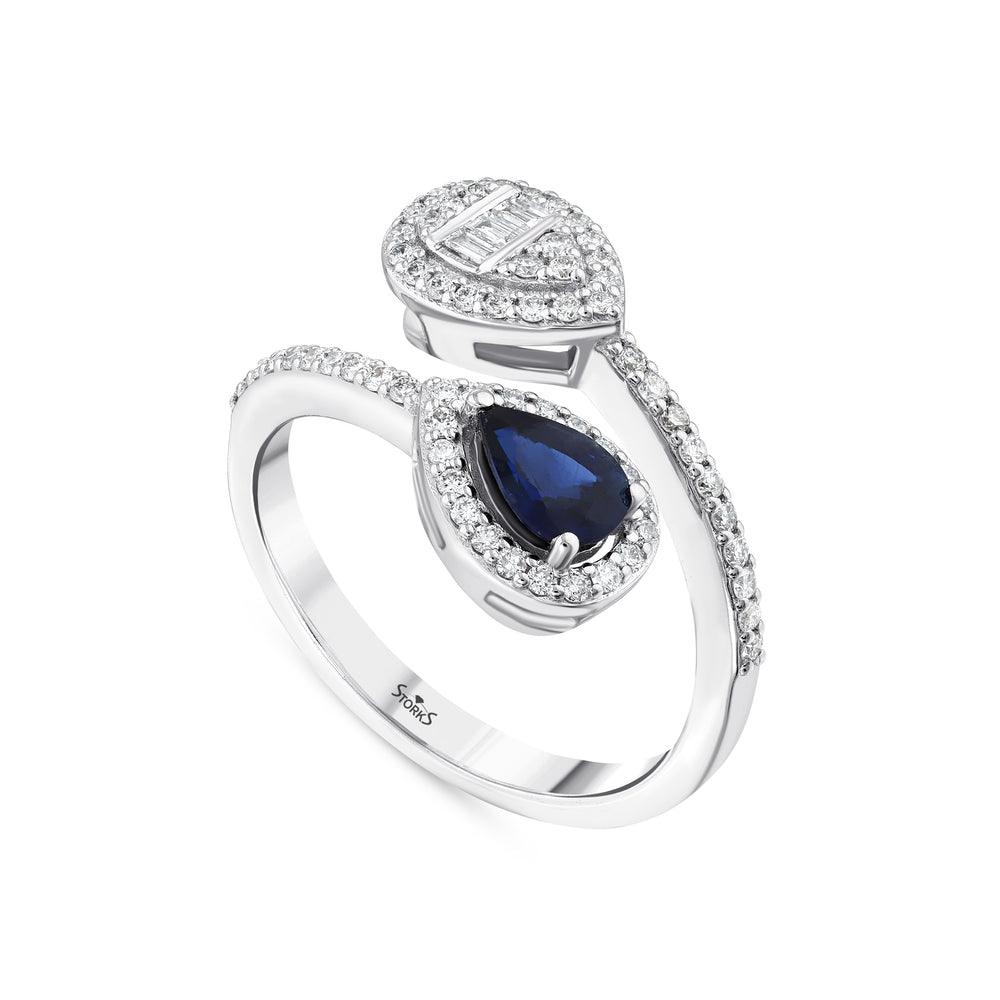 0.90 Karat Double Safir Pırlanta Yüzük