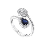 0.90 Karat Double Safir Diamante Anello