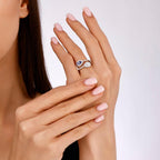 0.90 Karat Double Safir Diamante Anello