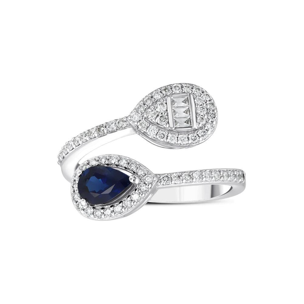 0.90 Karat Double Safir Pırlanta Yüzük