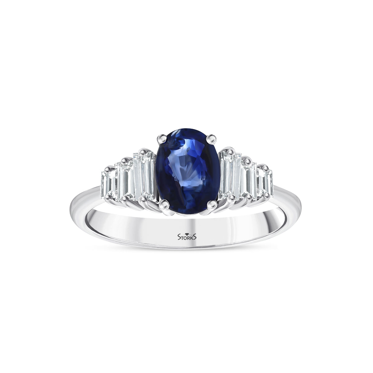 1.93 Karat Safir Baget Pırlanta Yüzük