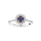 0.69 Karat Laranj Safir Diamante Anello