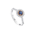 0.69 Karat Laranj Safir Diamante Anello