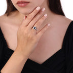 1.16 Karat Flora Safir Markiz Diamante Anello