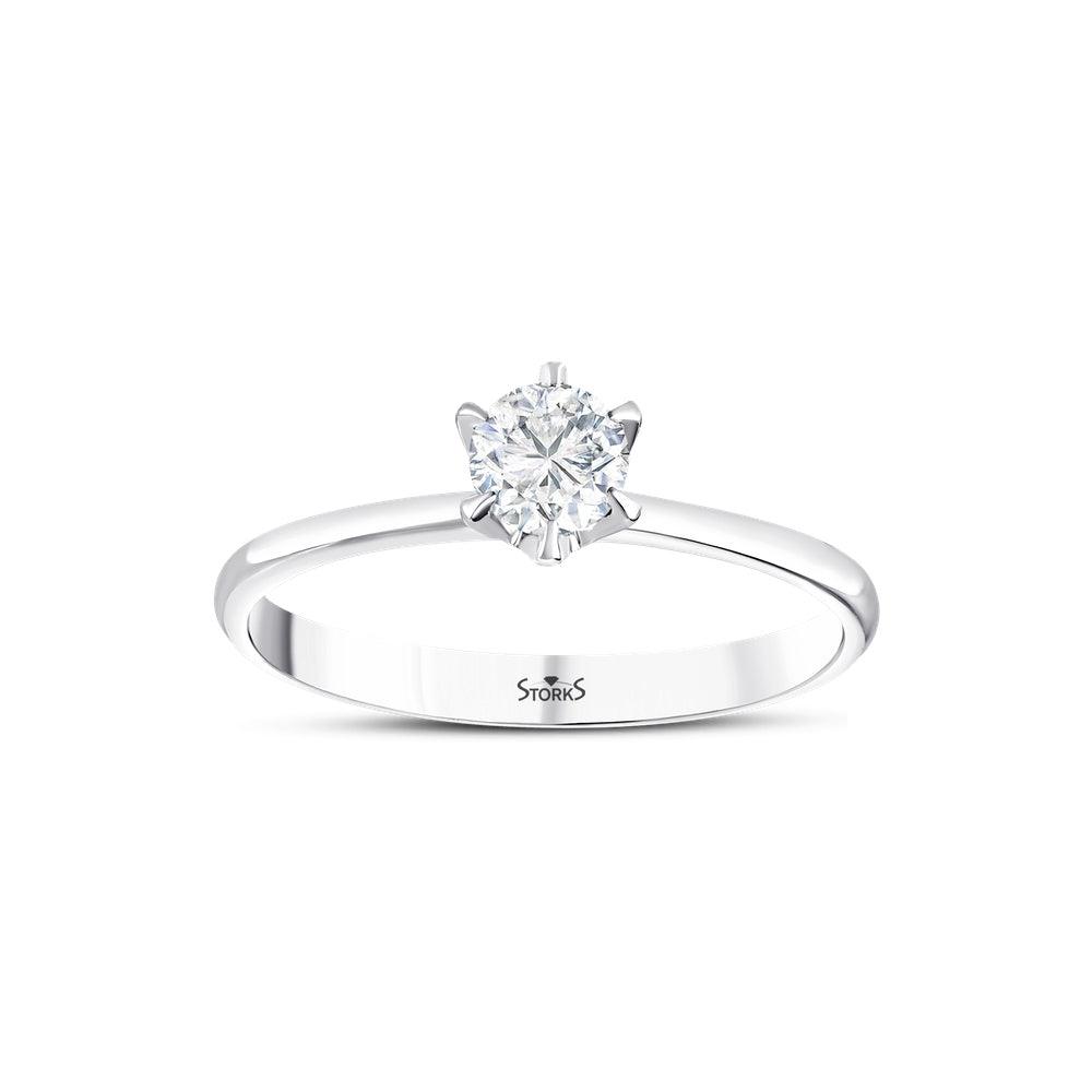 0.40 Karat Petal Solitario Diamante Anello