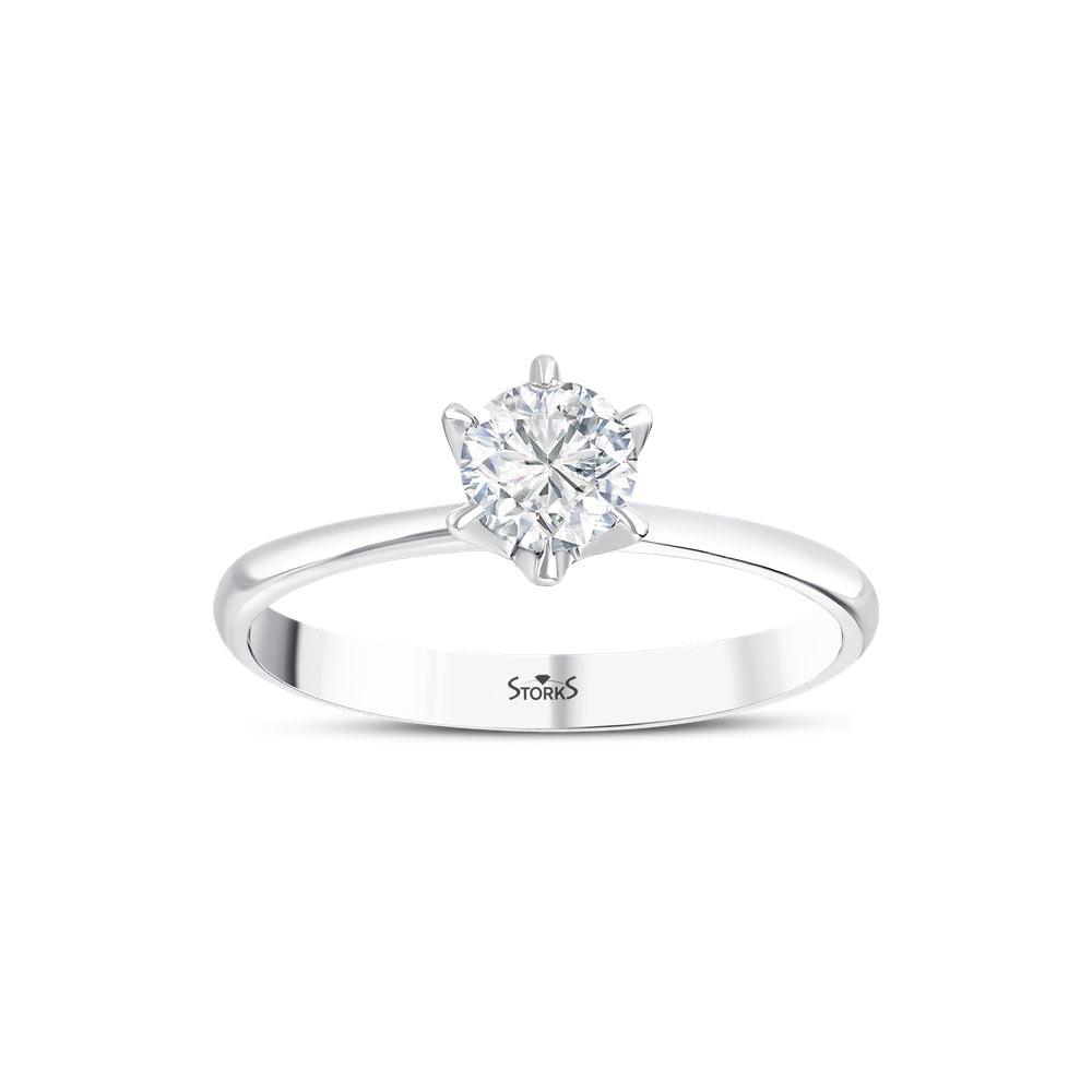0.50 Karat Petal Solitario Diamante Anello