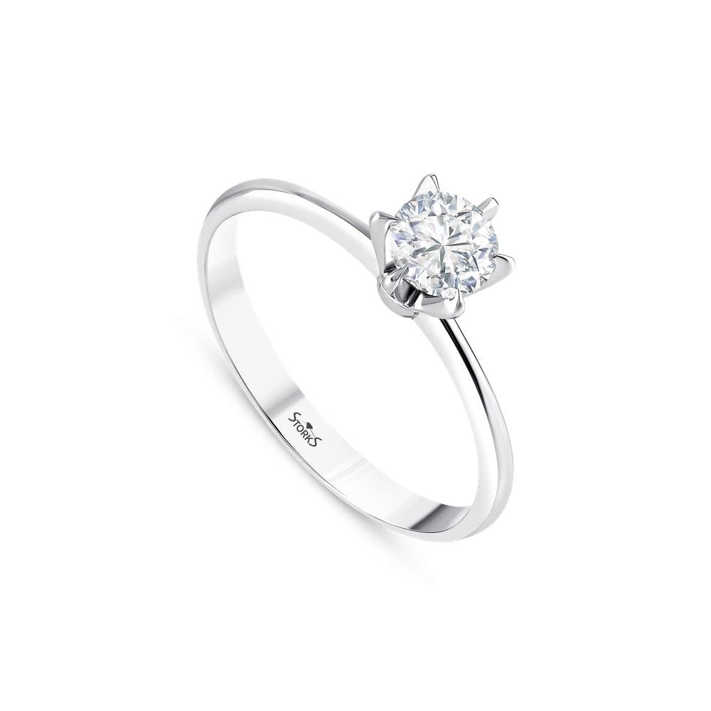 0.50 Karat Petal Solitario Diamante Anello