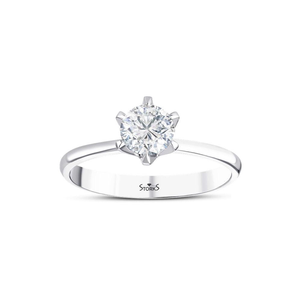 0.70 Karat Petal Solitario Diamante Anello