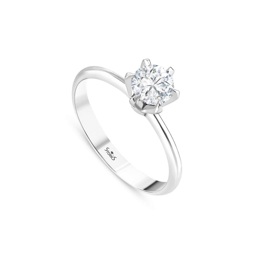 0.70 Karat Petal Solitario Diamante Anello