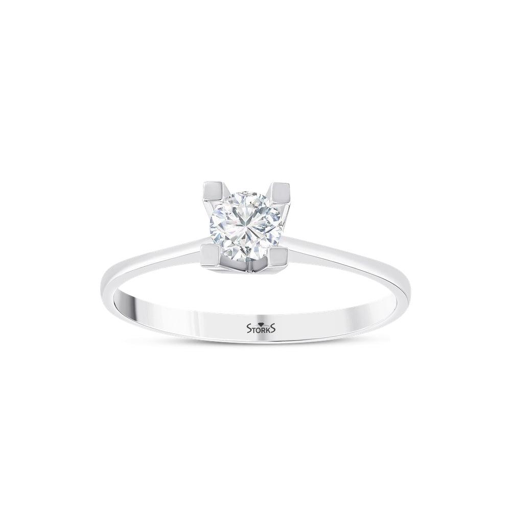 0.30 Karat Tetra Solitario Diamante Anello