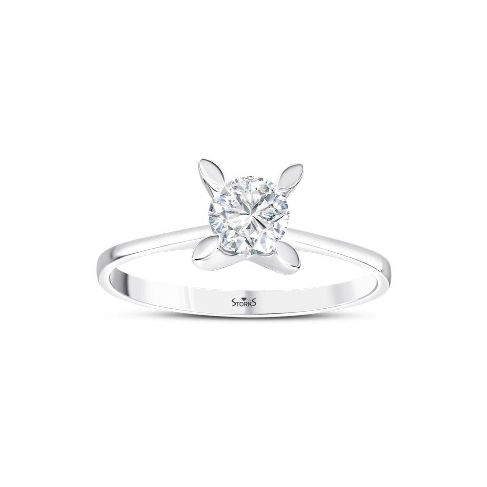 0.50 Karat Leaf Solitario Diamante Anello