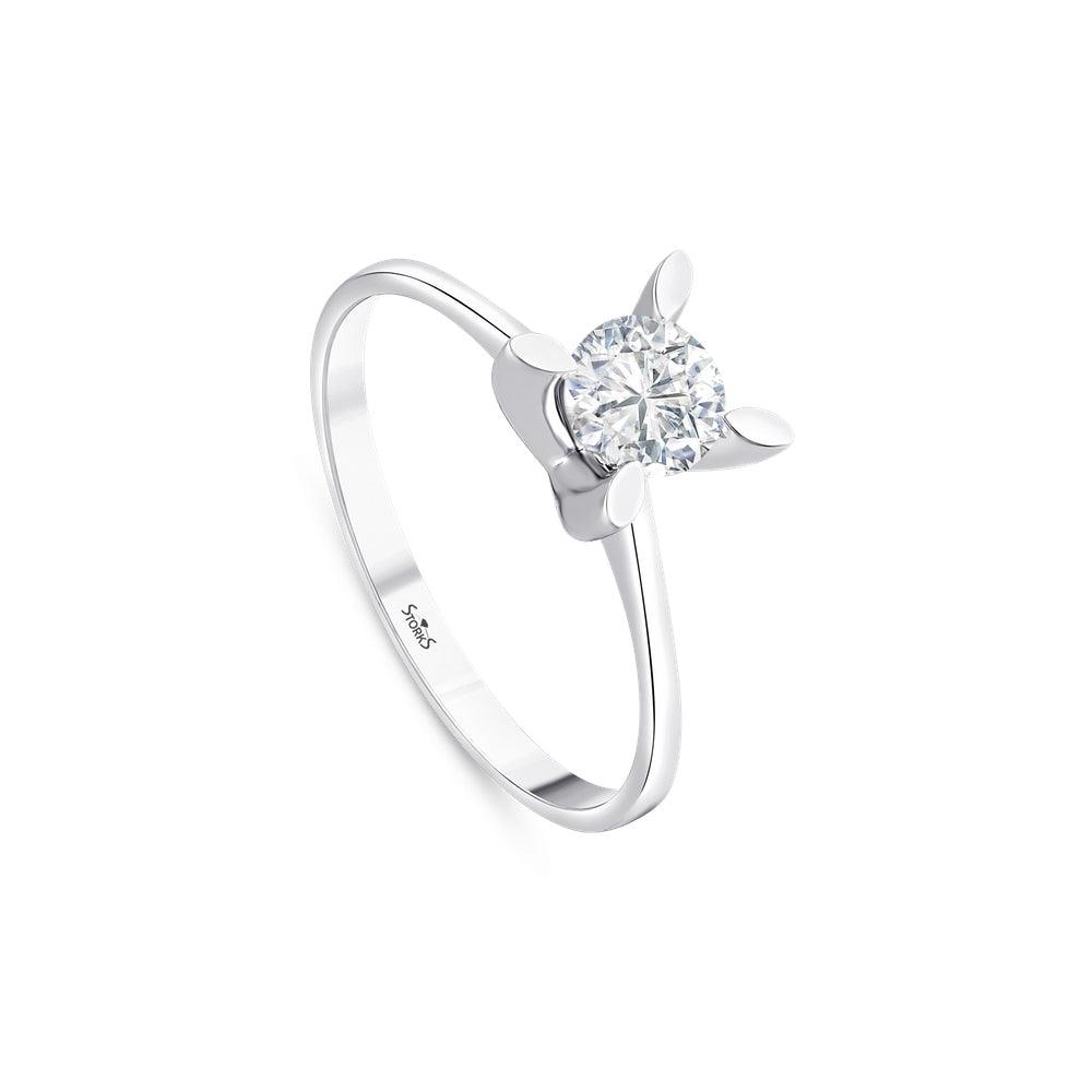 0.50 Karat Leaf Solitario Diamante Anello
