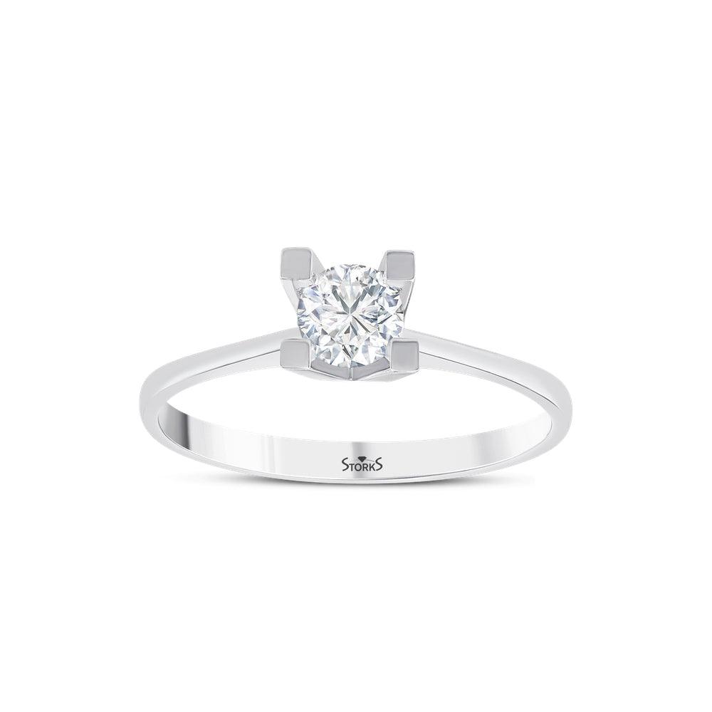 0.40 Karat Tetra Solitario Diamante Anello