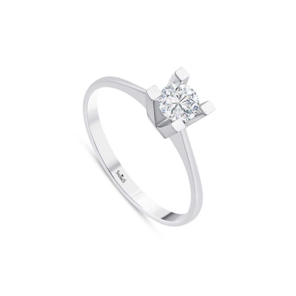 0.40 Karat Tetra Solitario Diamante Anello