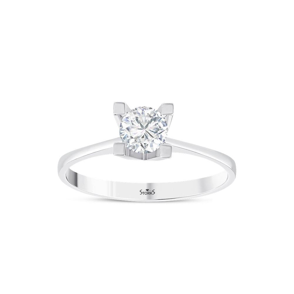 0.50 Karat Tetra Solitario Diamante Anello