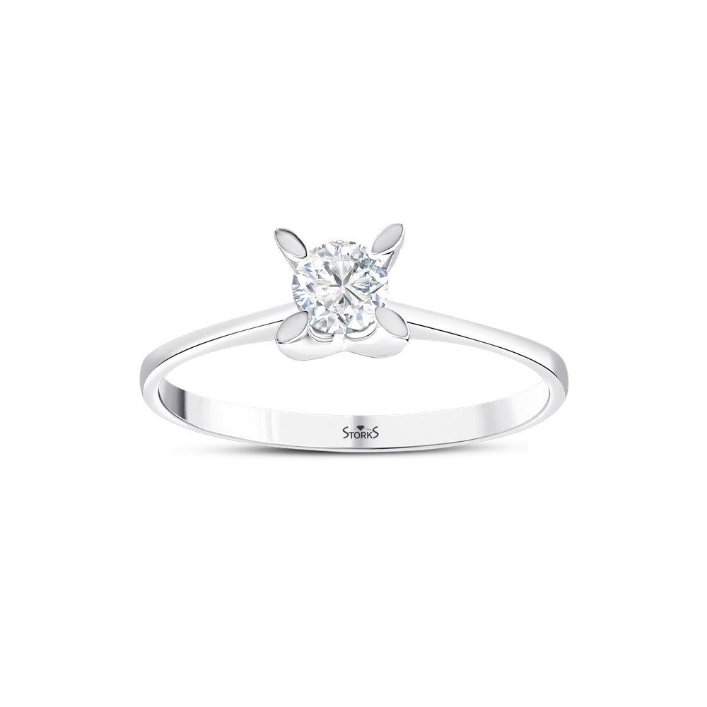 0.30 Karat Leaf Solitario Diamante Anello