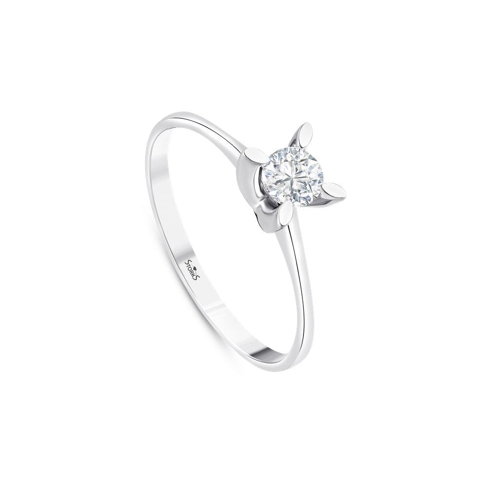 0.30 Karat Leaf Solitario Diamante Anello