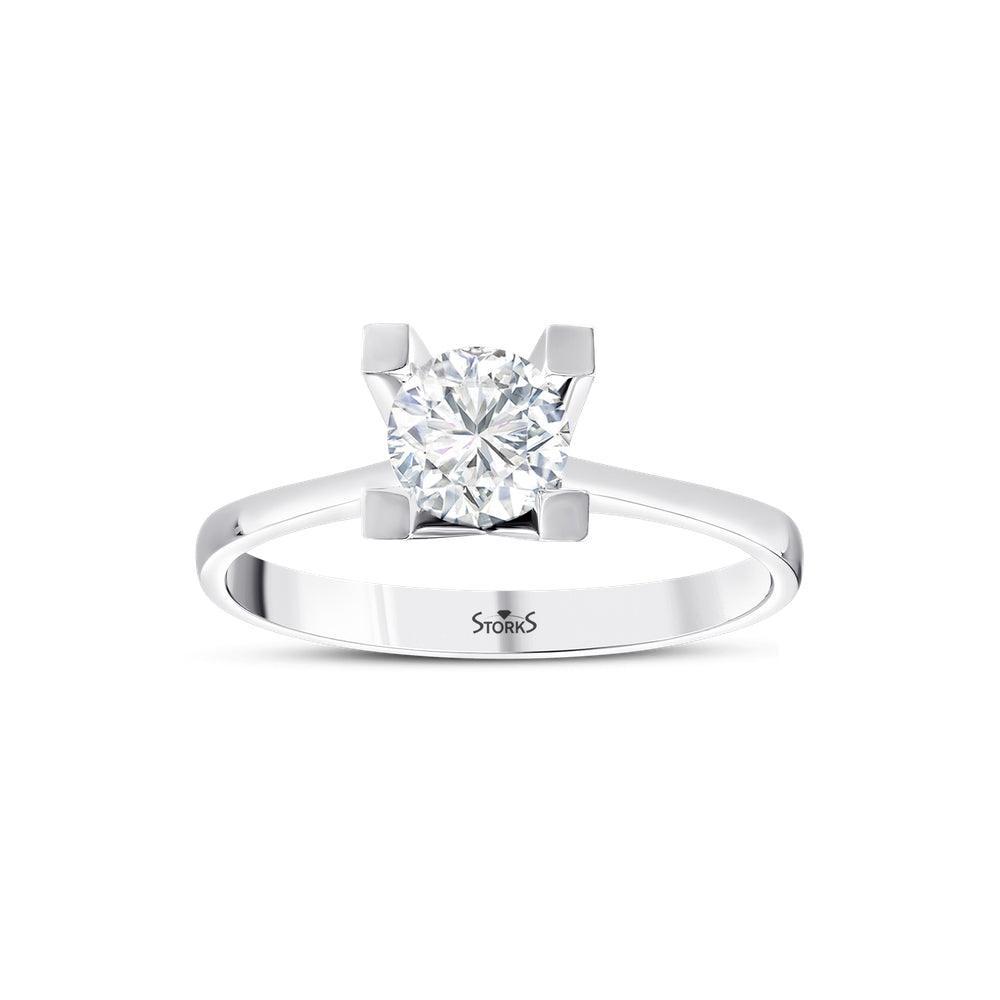 0.71 Karat Tetra Solitario Diamante Anello