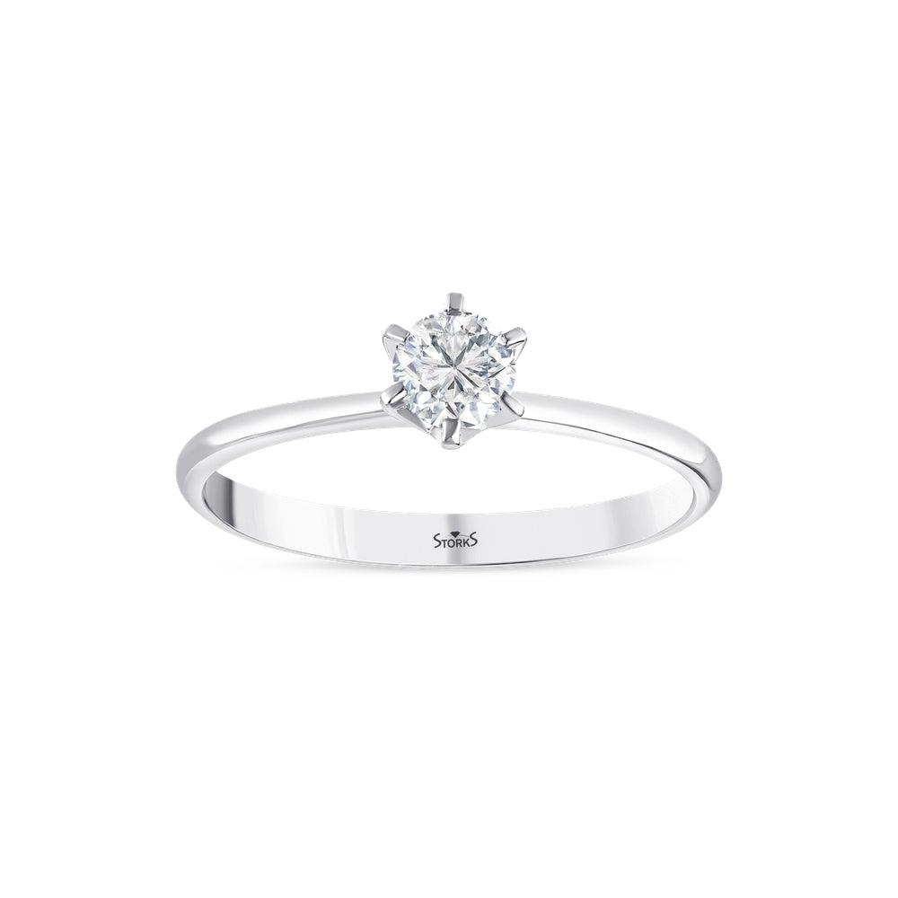 0.30 Karat Petal Solitario Diamante Anello