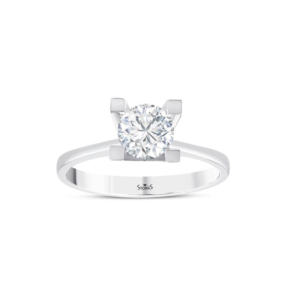 1.00 Karat Tetra Solitario Diamante Anello