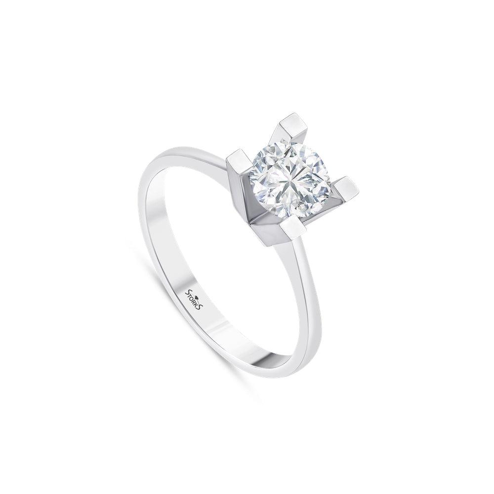 1.00 Karat Tetra Solitario Diamante Anello
