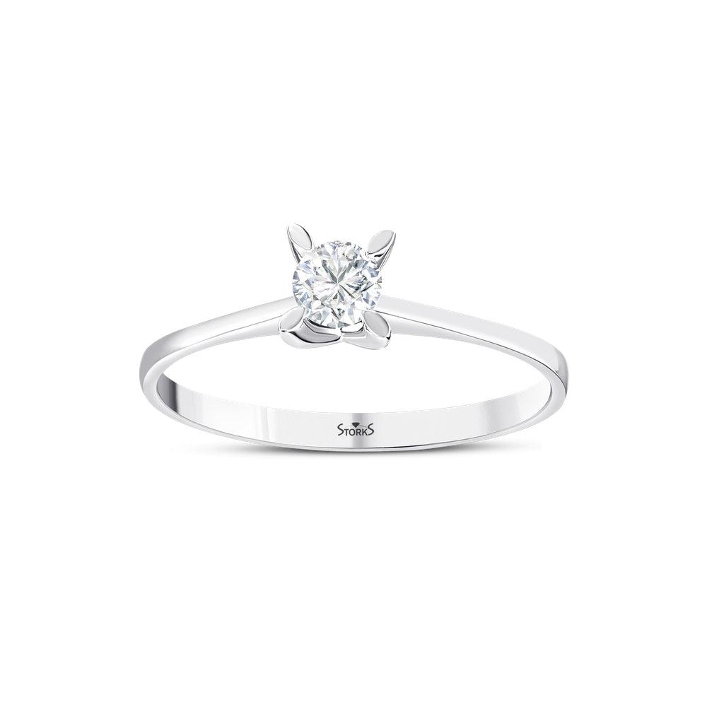 0.20 Karat Leaf Solitario Diamante Anello