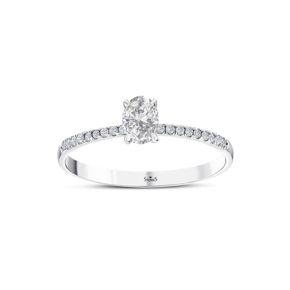 0.37 Karat ovale Solitario Diamante Anello