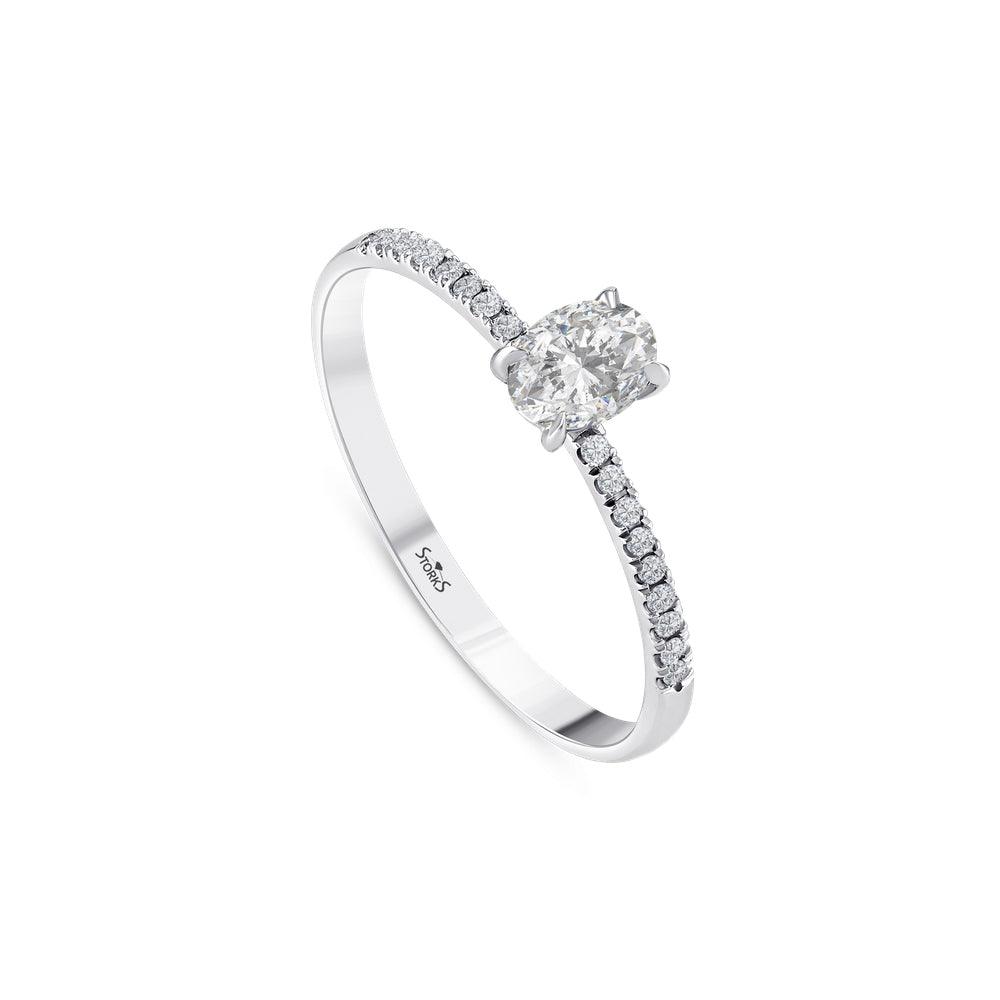 0.37 Karat ovale Solitario Diamante Anello