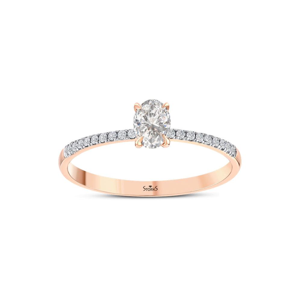 0.39 Karat ovale Diamante solitario Anello