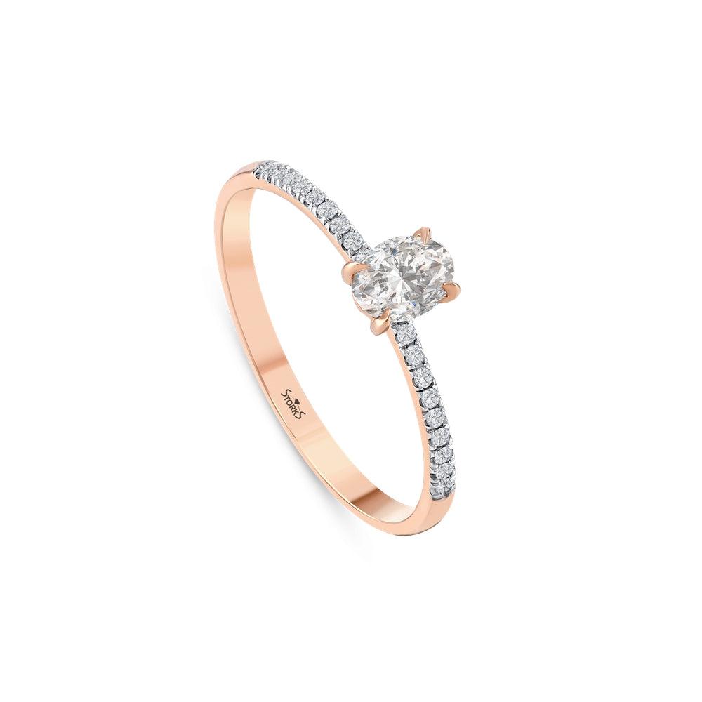 0.39 Karat ovale Diamante solitario Anello