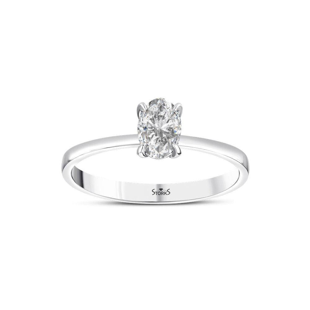 0.53 Karat ovale Solitario Diamante Anello