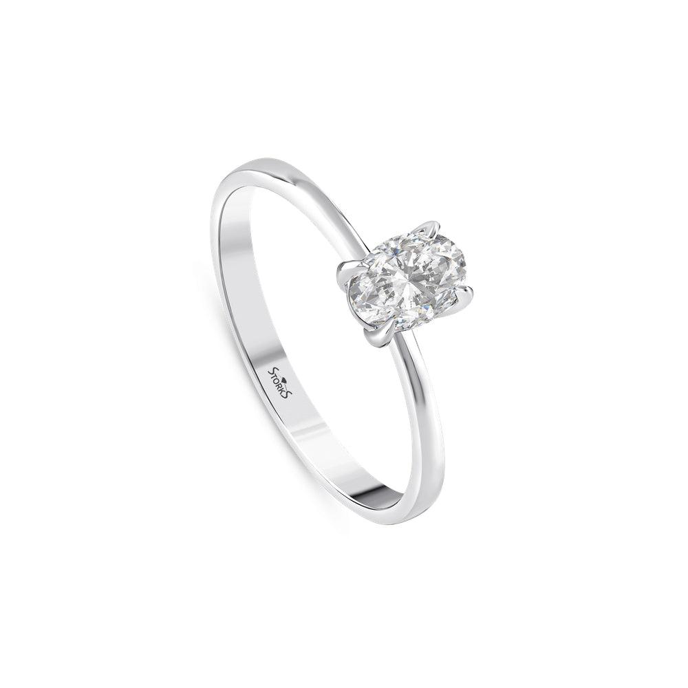 0.53 Karat ovale Solitario Diamante Anello