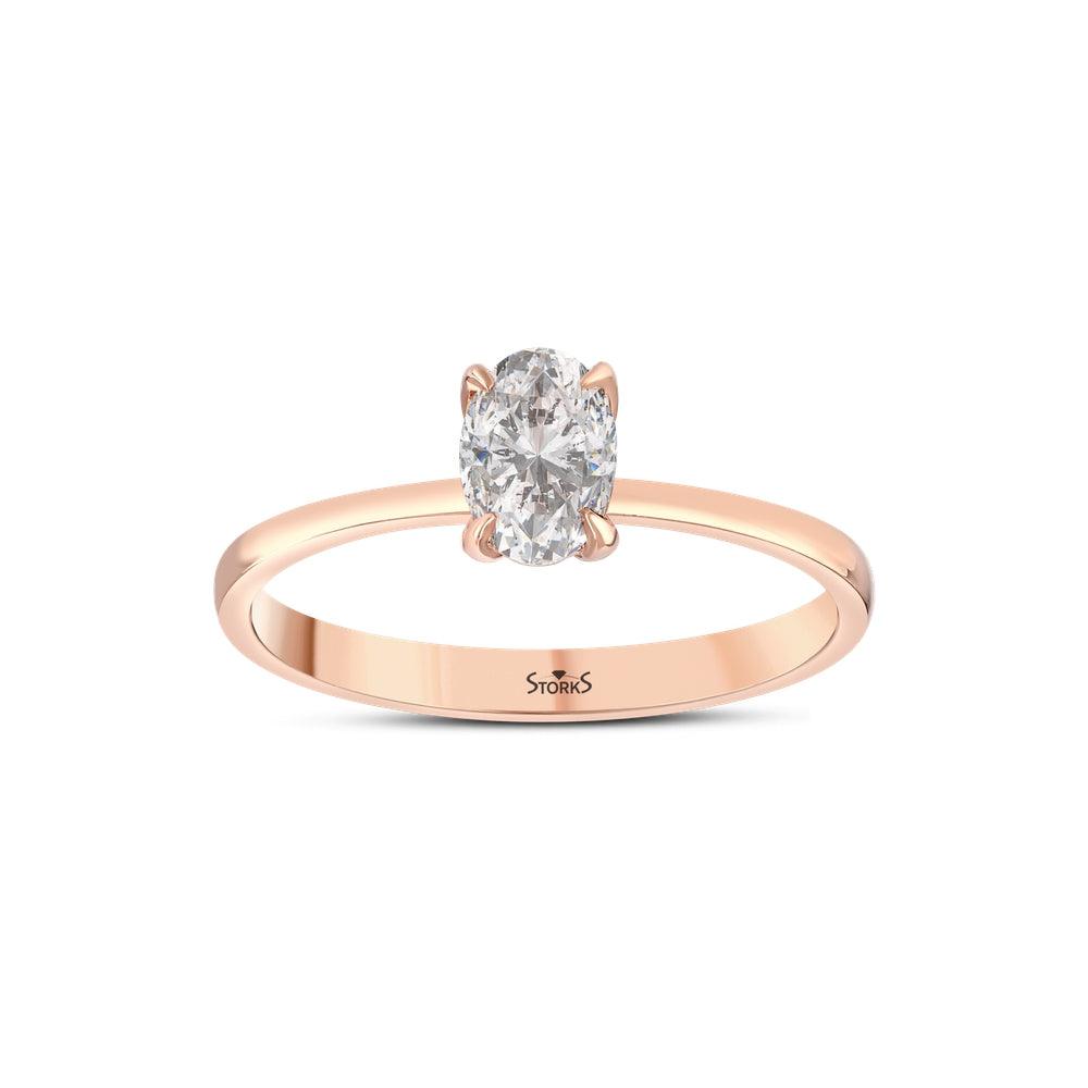 0.55 Karat ovale Solitario Diamante Anello
