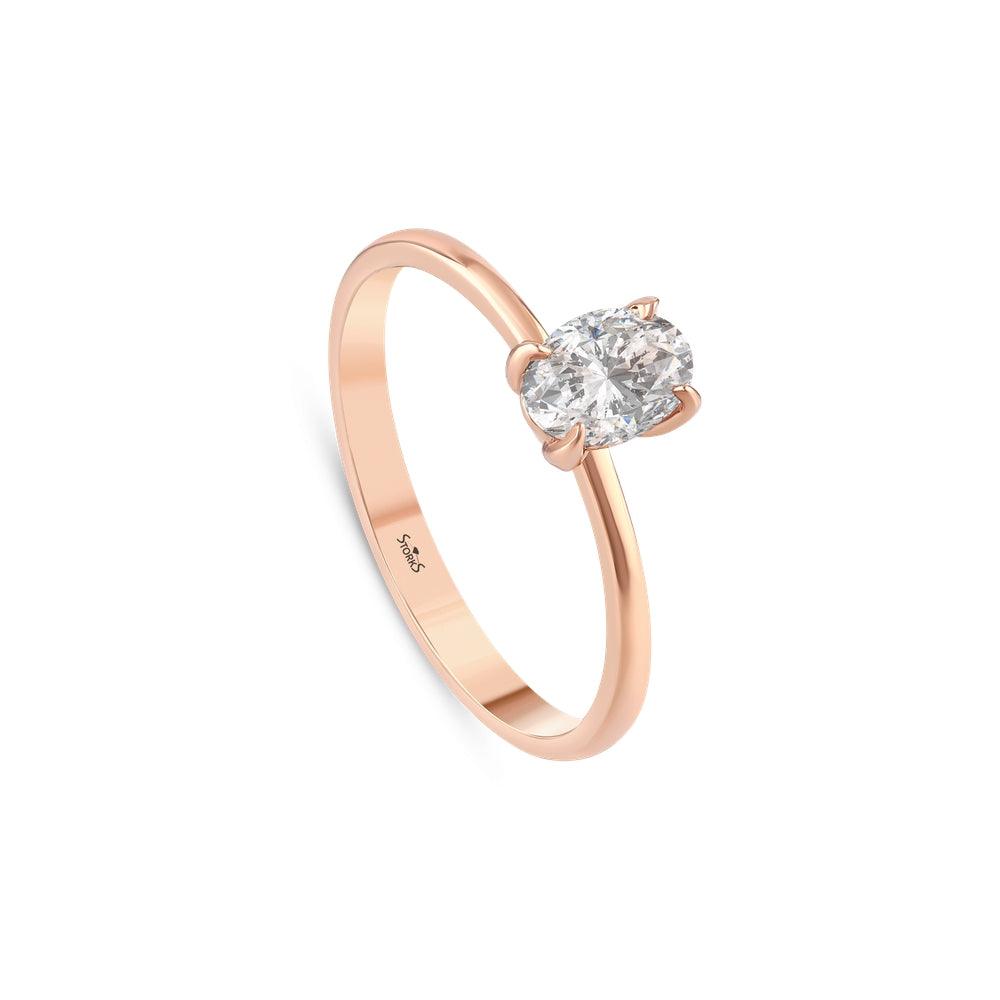 0.55 Karat ovale Solitario Diamante Anello